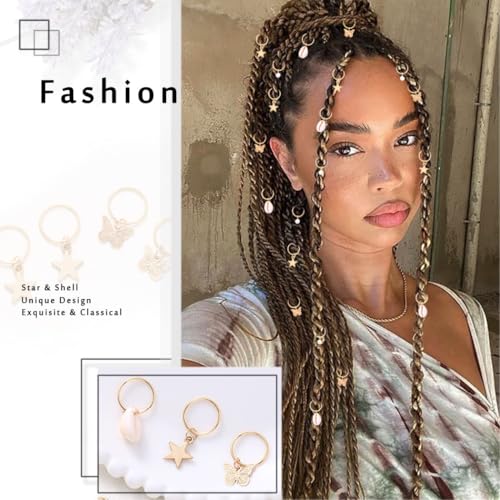 Formery Butterfly & Pearl Braid Charms 20pcs Gold Loc Accessories