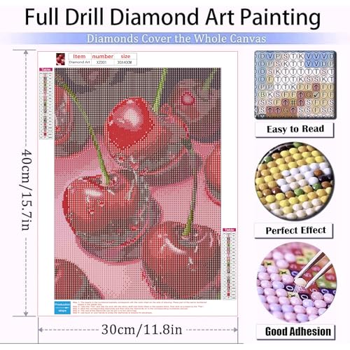 Cherry Diamond Art Kit - 5D Full Drill Painting for Home Decor
