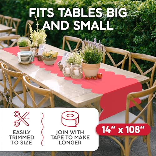 Red Scallop Disposable Table Runner 5 Pack - 14x108in Party Decor