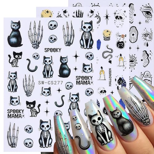 Ghost Halloween Nail Stickers 12 PCS 3D Cute Spooky Decals