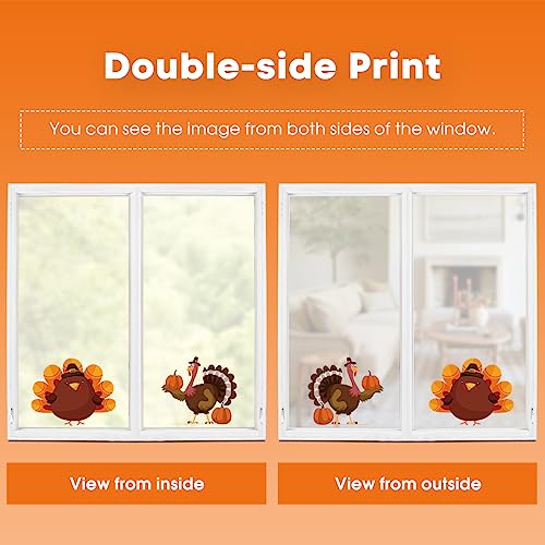 Thanksgiving Window Cling Stickers - 101 PCS Turkey & Pumpkin Decor