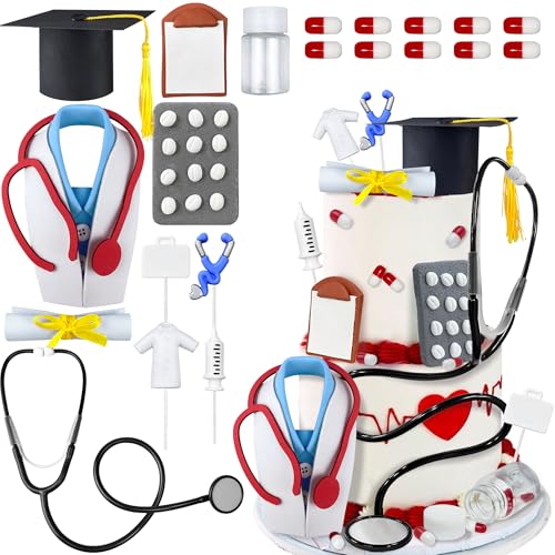 21 PCS Nurse Graduation Cake Toppers - Medical Party Decorations