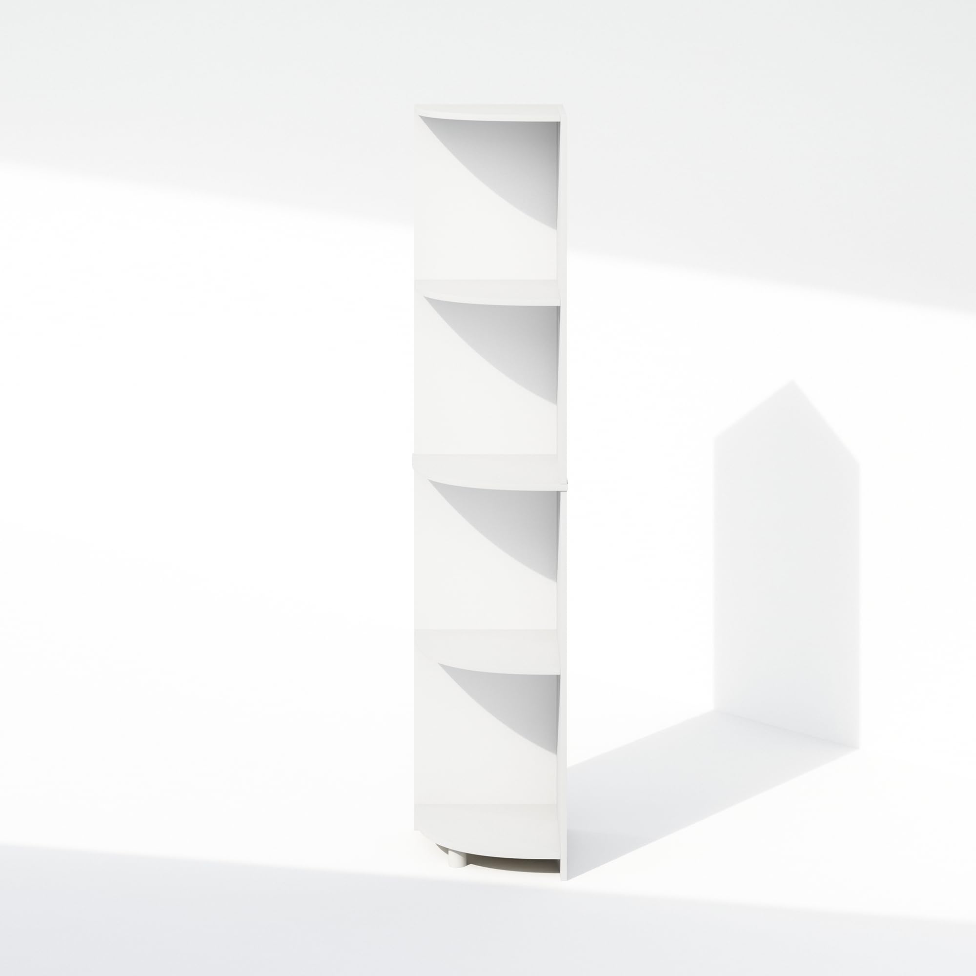 Furinno Basic Book Shelf, 4-Tier Bookshelf, Bookcase with Corner Shelf, 12 x 12 x 57.1, for Living Room, Bedroom, Home Office, White