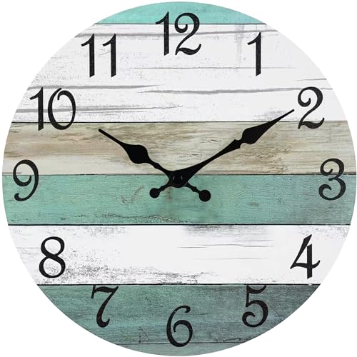 Rustic 8" Silent Wall Clock - Nautical Ocean Themed Decor