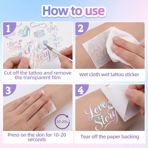 Bachelorette Temporary Tattoos - Iridescent Bridal Party Favors 100+ Pcs
