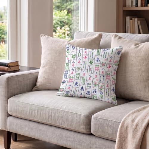 Mahjong Tiles Throw Pillow Cover 18x18, Soft Flannelette Decorative Case