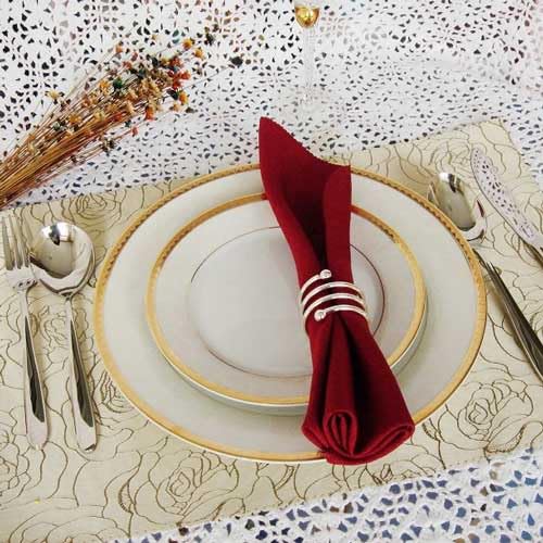 Silver Napkin Rings Set of 6 - Metal Holders for Holiday Decor