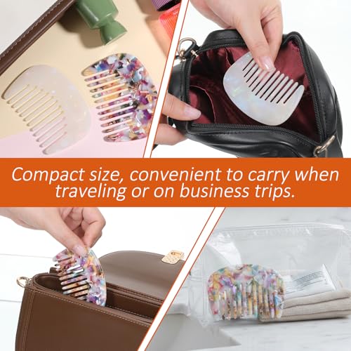 2 Pcs Wide Tooth Hair Comb Anti-Static Pocket Size Acetate Mini Detangling
