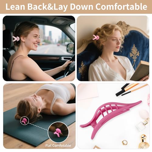 CHANDAT Pink Hair Claw Clips 8 Pcs Large Square & Flat Hair Clips for Thick and Thin Hair
