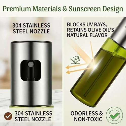 Oil Sprayer for Cooking - 100ml Food Grade Glass Mister with Adjustable Nozzle