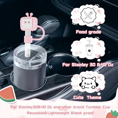 Cute 3D Straw Toppers Set for 30 & 40 oz Tumblers - 8 Pcs
