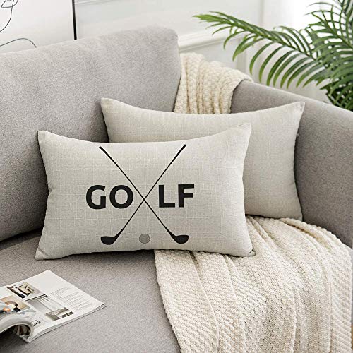 HOSNYE Golf Symbol Throw Pillow Cover - Linen Fabric, 12x20 inch