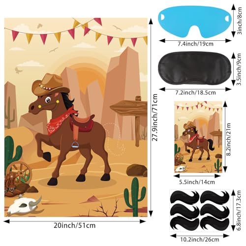 Pin the Tail on the Horse Game - Cowboy Party Supplies for Kids