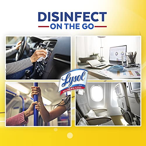 Lysol Disinfecting Wipes To-Go Pack Lemon Scent 15 Count (Pack of 2) - Kill 99.9% of Viruses & Bacteria