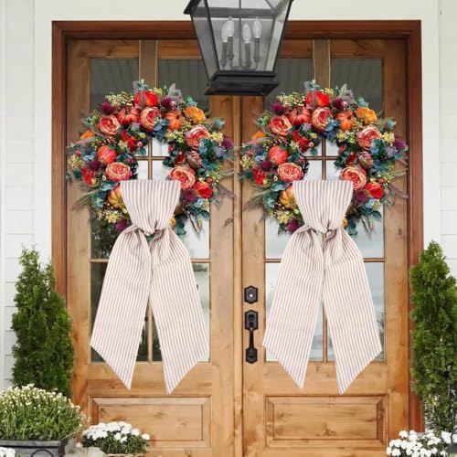 2 Pack Brown Stripe Wreath Sashes for DIY Embroidery - 5" x 54"