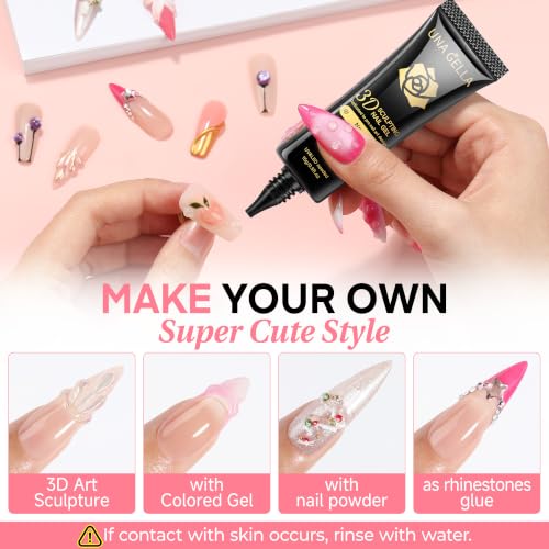 UNA GELLA 3D Nail Sculpting Gel & Art Glue 15g - Clear No Wipe Gel