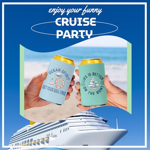Funny Nautical Boat Can Cooler Sleeves - 6 Pack Beer Cozies
