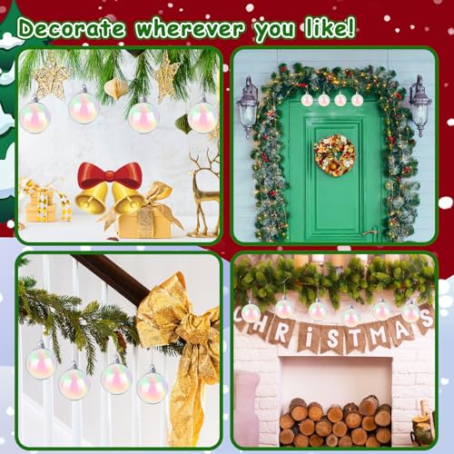 50 pcs 2 Inch Iridescent Christmas Ornaments Rainbow Bubble Balls - Plastic Holiday Decorations