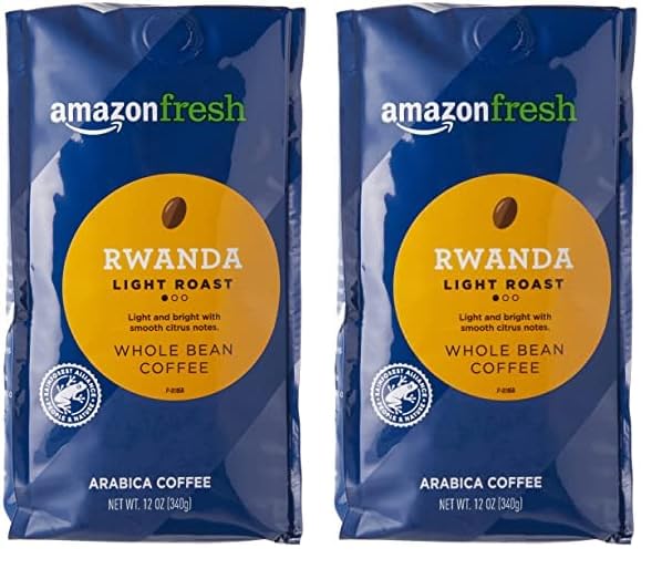 AmazonFresh Rwanda Whole Bean Light Roast Coffee 12oz Pack of 2