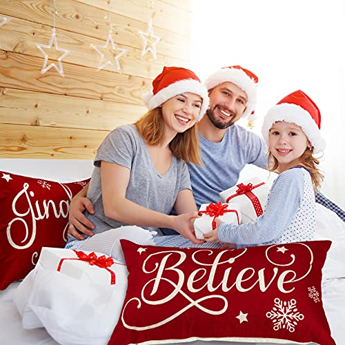 Tegeme 2-Piece Christmas Throw Pillow Covers, 12x20 Inch Linen Cushion Cases