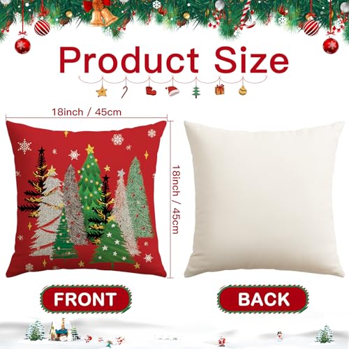 OTOSTAR Red Christmas Throw Pillow Covers 18x18 Inch Set of 2 Holiday Decor