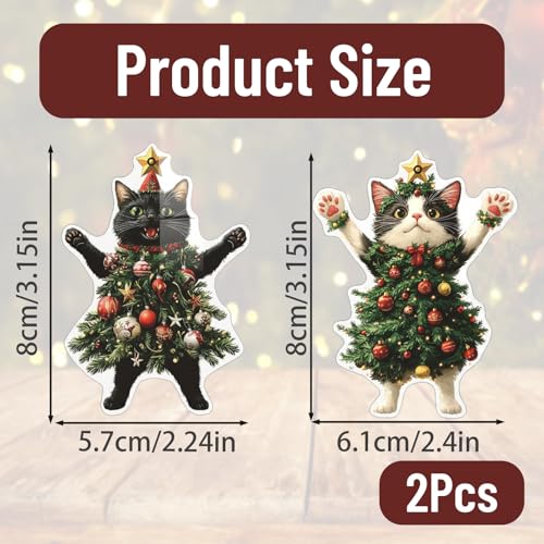 2-Pack Black Cat Christmas Ornaments - Durable Acrylic Holiday Decor