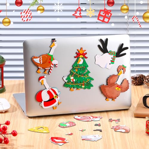 Christmas Goose Magnet Set - 15 Fun Fridge Decor Magnets with Outfits