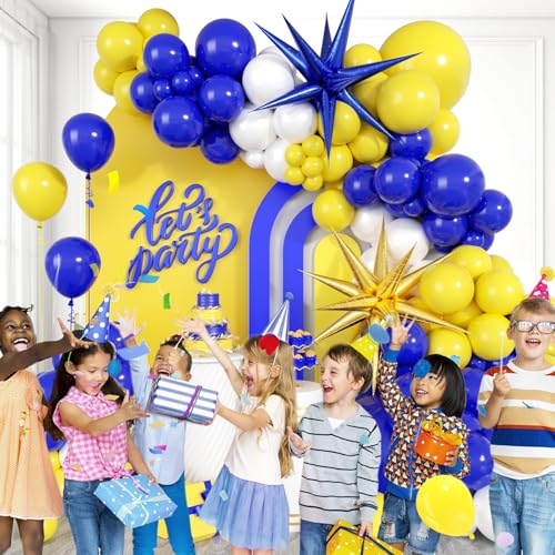 137pcs Royal Blue & Yellow Balloon Arch Kit for Parties