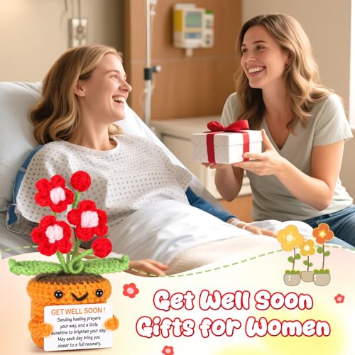 Get Well Gifts for Women - Crochet Flower Recovery Comfort