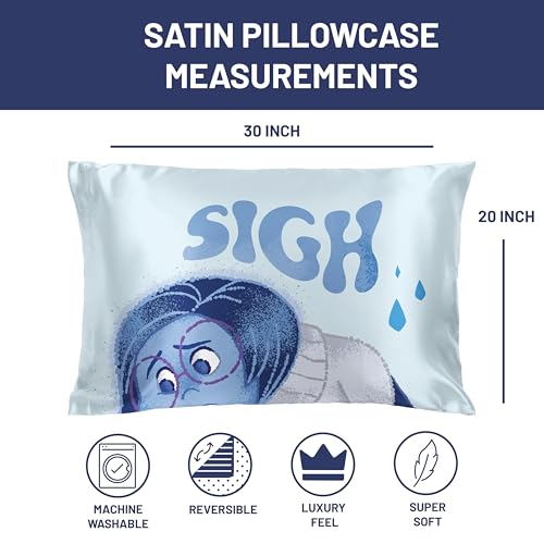 Jay Franco Disney Inside Out Sadness Satin Pillowcase, Standard 20x30 Blue