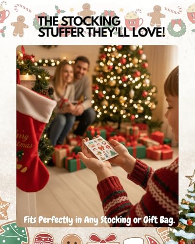 Christmas Temporary Tattoos for Kids - 12 Sheets Holiday Party Favors