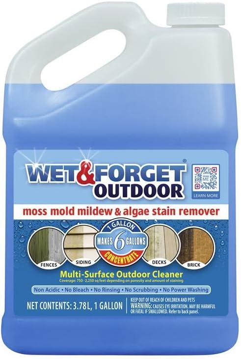 Wet & Forget Moss & Mold Remover - Multi-Surface Outdoor Cleaner Concentrate, 128 Fl Oz