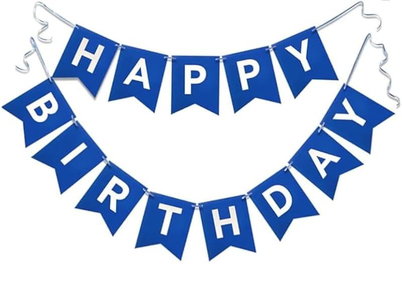Navy Blue Happy Birthday Banner for Nautical Theme Parties