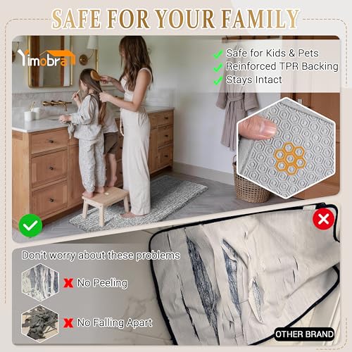 Yimobra Non-Slip Bathroom Rug - Ultra Soft, Washable, 24x17 Light Gray