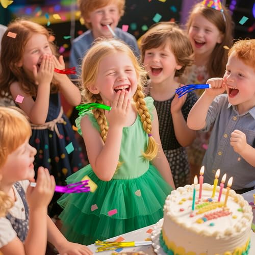 24 Gold Party Blowers - Metallic Noisemakers for Birthdays & Events
