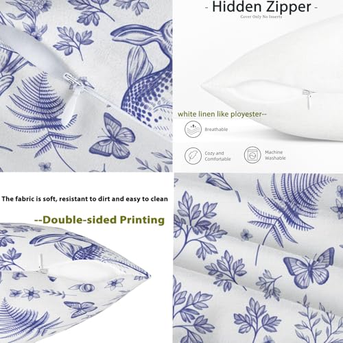 Easter Bunny Pillow Covers 20x20 Light Blue Floral Set of 2