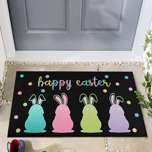 Easter Bunny Decorative Door Mat 30 x 17 Inch - Pastel Rabbit Design