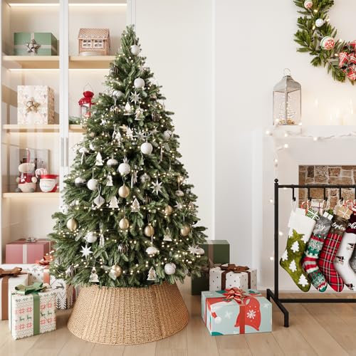 28 Inch Christmas Tree Collar Woven Paper Rope Tree Skirt - Natural