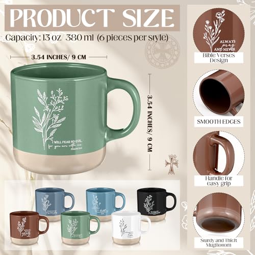 Bohemian Christian Gift Set - 6 Ceramic Mugs, Notebooks & Ballpoint Pens - Thanksgiving Religious Gifts