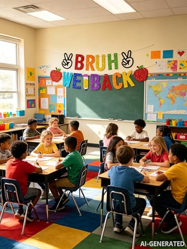 Pre-Assembled 'Bruh We Back' Banner for Back to School Decorations