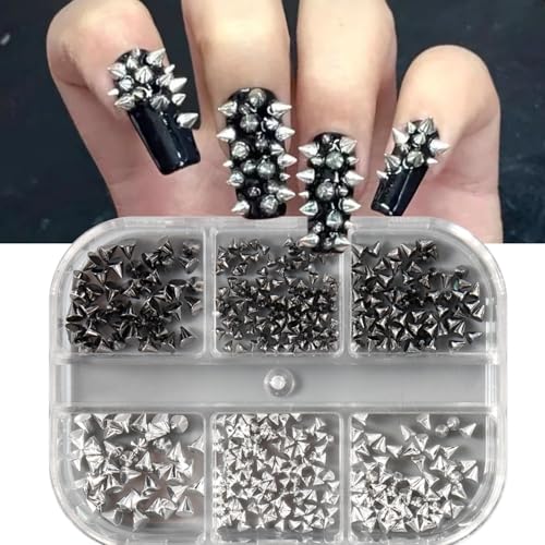 Punk Bullet Rivet Nail Charms 3D Cone Metal Studs for DIY Nail Art