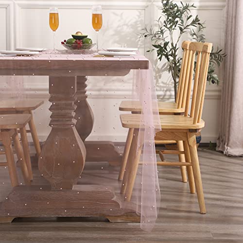 Pink Pearl Gauze Tablecloth 55 x 70 Inch Wedding Party Decor