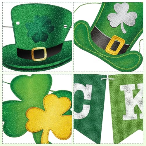 St Patricks Day Decorations Set - 4-Piece Lucky & Happy Banner