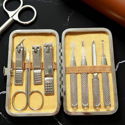 MELYFI Professional Manicure Set Stainless Steel Nail Clippers Grooming Kit with Travel Case
