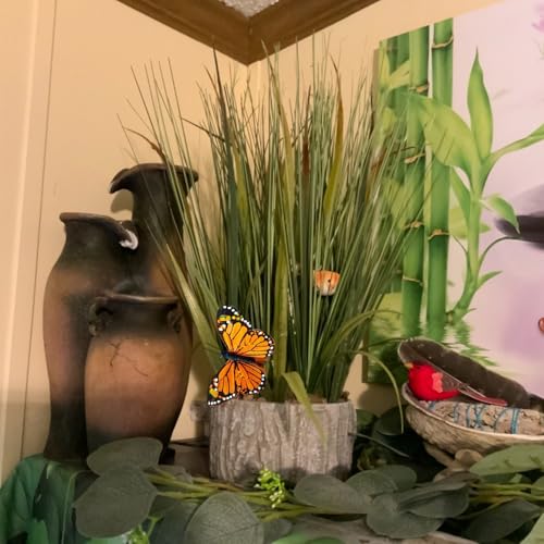 6 Artificial Feather Butterflies with Clips for Crafts & Decor