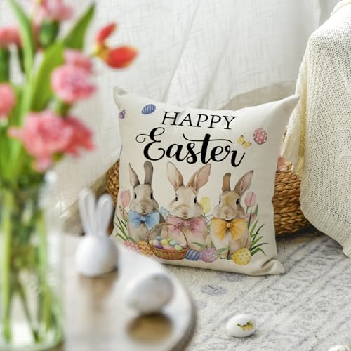 Easter Bunny Throw Pillow Cover - 18x18 Inch Polyester Cushion Case