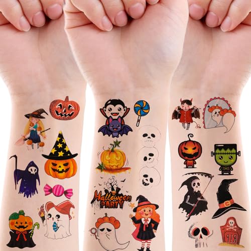 Moncinday Halloween Temporary Tattoos 24 Sheets Waterproof Fake Tattoos for Party Favors
