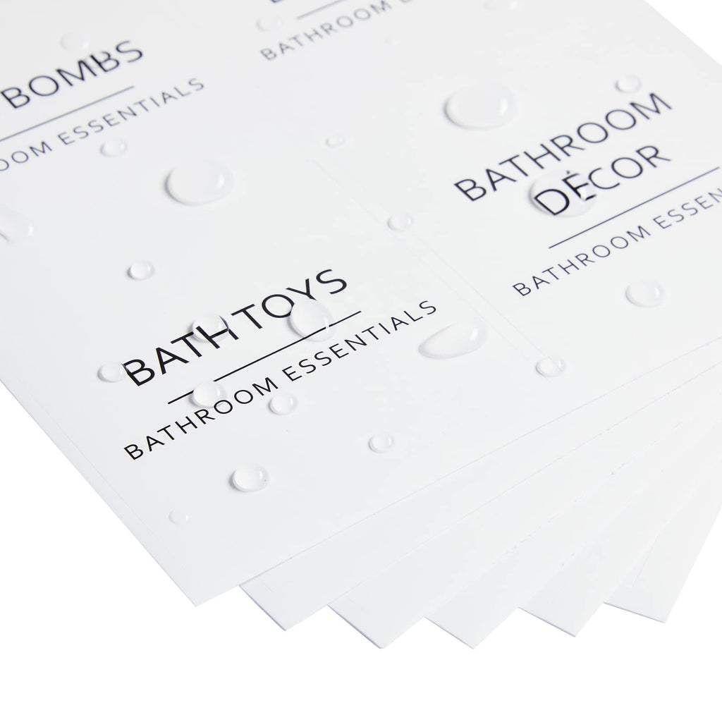 Talented Kitchen Minimalist Bathroom Labels for Organizing - 174 Labels, 2.5" x 2.5" & 2.5" x 0.75", Black on White - Stickers for Jars & Bottles - Water-Resistant for Medicine Cabinet
