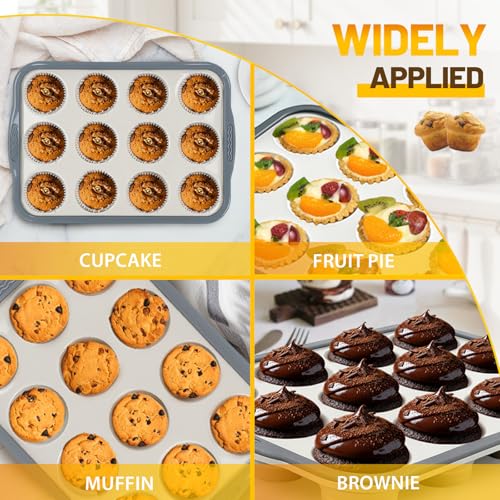 Non-Stick Silicone Muffin Pan - 12-Cup BPA-Free Baking Tray
