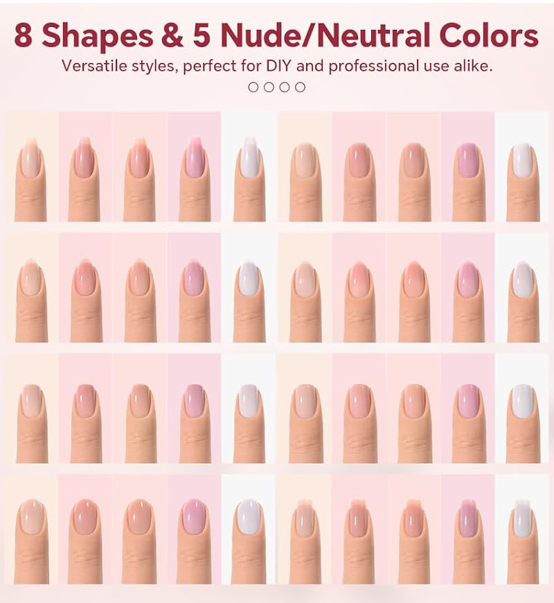 KADS 150Pcs Short Press On Nails Square Almond False Nail Set